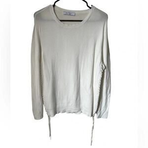 Kokun Lace Up Sides Cotton Sweater, size XL